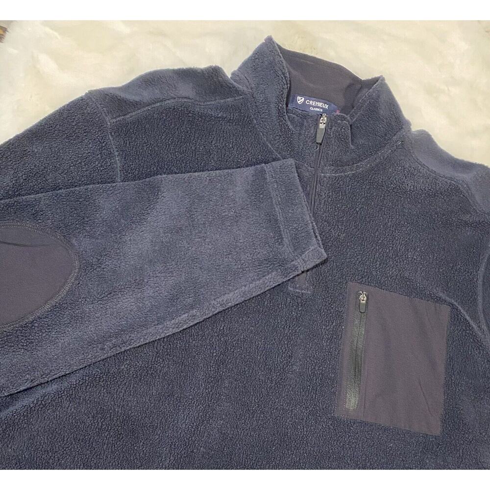 Cremieux Classics Men's Soft Black 1/4 Zip Fleece Pullover Sz XL Elbow Patch